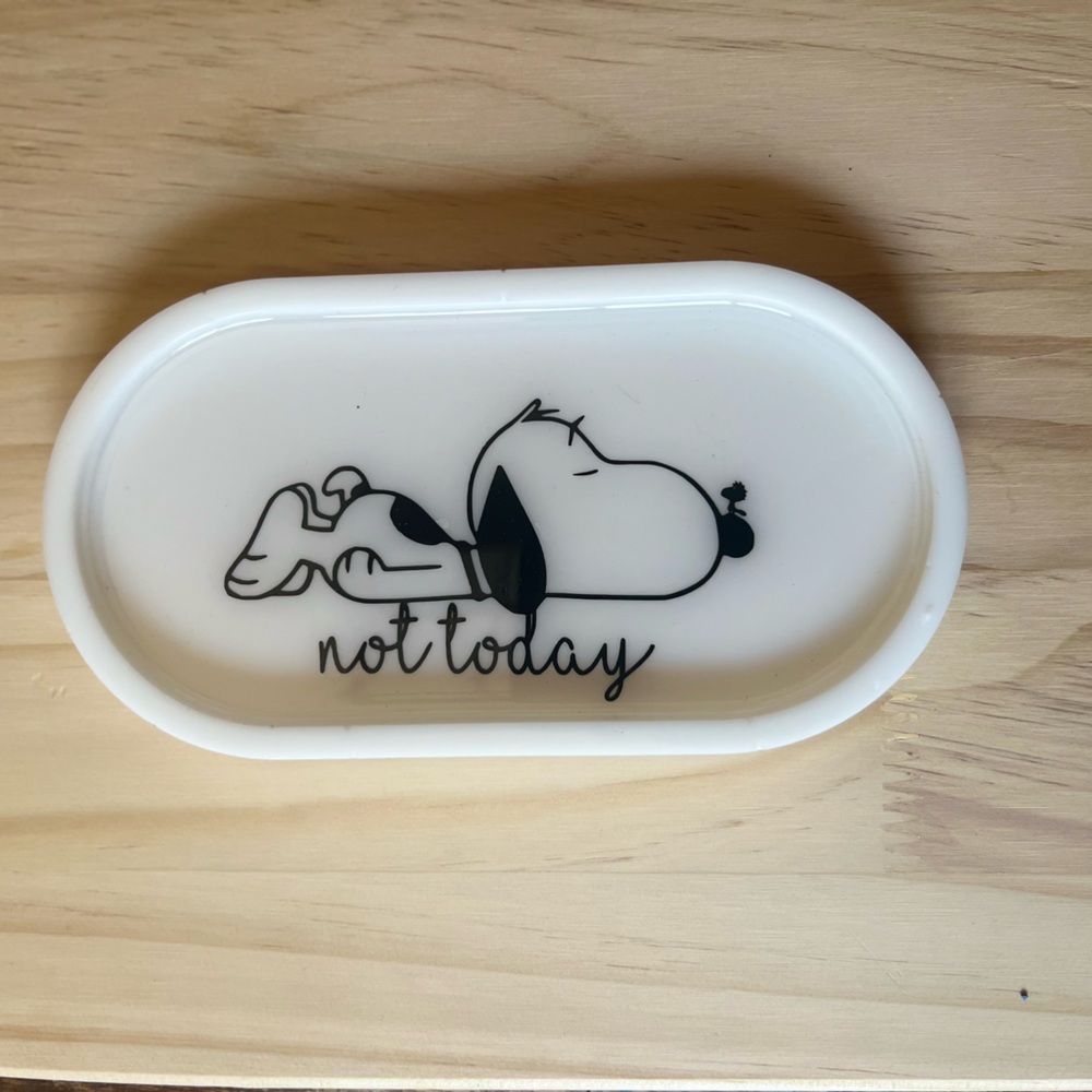 White Black Snoopy Resin Trinket Dish